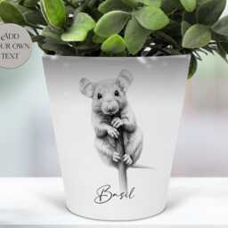 Sketched Ceramic Rat Plant Pot - Pen Organiser Makeup Brushes Holder - thumbnail 3