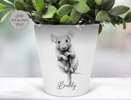 Sketched Ceramic Rat Plant Pot - Pen Organiser Makeup Brushes Holder - thumbnail 1