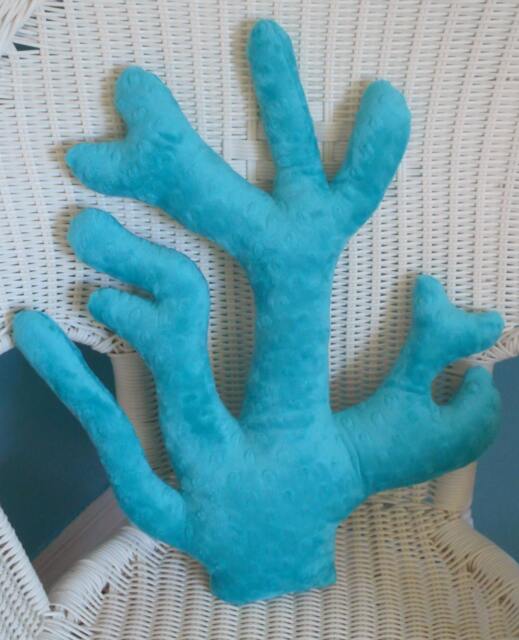 Teal Minky Coral Reef Pillow Nautical Coastal Decor - image 1
