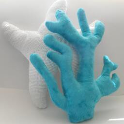 Teal Minky Coral Reef Pillow Nautical Coastal Decor - thumbnail 2