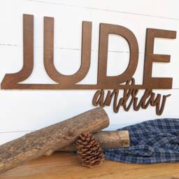 Cutout Baby Name Sign Birch Wood Nursery Decor - Kids Room - thumbnail 3