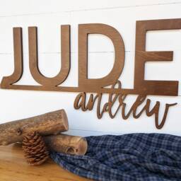 Cutout Baby Name Sign Birch Wood Nursery Decor - Kids Room - thumbnail 2
