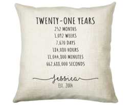 21st Birthday Gift For Women - Personalised Cushion Age 21 Her Ladies Years Months Weeks Design Daughter Twenty One Bne21C - thumbnail 1