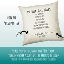 21st Birthday Gift For Women - Personalised Cushion Age 21 Her Ladies Years Months Weeks Design Daughter Twenty One Bne21C - thumbnail 3