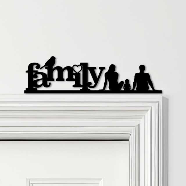 Door Topper Love Heart Bird Family Of Three 1 Baby Various Colours Decor Sign - Novelty Wall Decor, Frame Art, Decorative Art - image 1