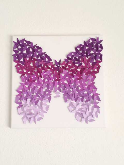 Lavender Ombre Butterfly Canvas Art, Girls Room Decor - image 1
