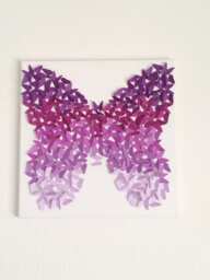 Lavender Ombre Butterfly Canvas Art, Girls Room Decor - thumbnail 1
