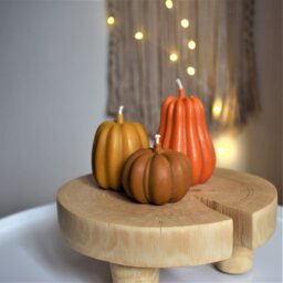 Set Of 3 Pumpkin Candles/Decor Halloween Decor Thanksgiving Fall Home Autumn Candle - thumbnail 1