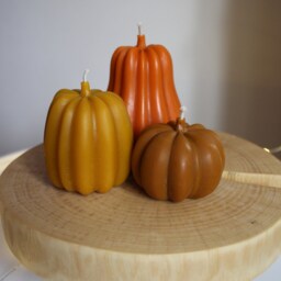 Set Of 3 Pumpkin Candles/Decor Halloween Decor Thanksgiving Fall Home Autumn Candle - thumbnail 3