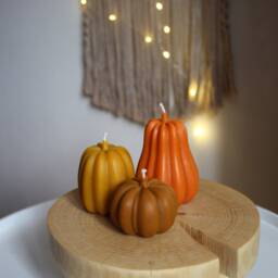 Set Of 3 Pumpkin Candles/Decor Halloween Decor Thanksgiving Fall Home Autumn Candle - thumbnail 2