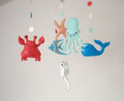 Nautical Felt Baby Mobile, Ocean Nursery Decor - thumbnail 1