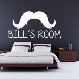 Custom Personalized Name & Thick Mustache Wall Decal Sticker Decor 01 - thumbnail 1