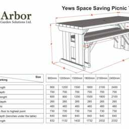 Wooden Picnic Table - Yews Brand Heavy Duty Garden Bench Set 4, 6, 8 Seater Outdoor Dining Treated Timber - thumbnail 2