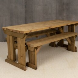 Wooden Picnic Table - Yews Brand Heavy Duty Garden Bench Set 4, 6, 8 Seater Outdoor Dining Treated Timber - thumbnail 4