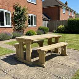 Wooden Picnic Table - Yews Brand Heavy Duty Garden Bench Set 4, 6, 8 Seater Outdoor Dining Treated Timber - thumbnail 3