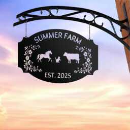 Personalized Farmhouse Sign, Farm Metal Gift For Farmers, Gate Wall Art, Large Sign With All Pet - thumbnail 2