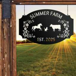 Personalized Farmhouse Sign, Farm Metal Gift For Farmers, Gate Wall Art, Large Sign With All Pet - thumbnail 4