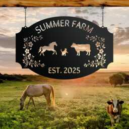 Personalized Farmhouse Sign, Farm Metal Gift For Farmers, Gate Wall Art, Large Sign With All Pet - thumbnail 1