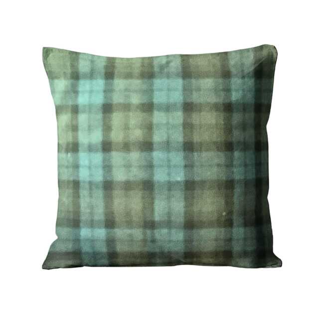 Abraham Moon Teal, 100% Wool Plaid, Small Checked Tartan Cushion Cover - image 1