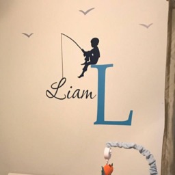 Fishing - Wall Decal Boys Name Children Decals Personalized Art Nursery Wall Decal Decor - thumbnail 3