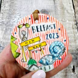 Belfast Little Landmark Ceramic Hanging Decoration Christmas With Year - thumbnail 2