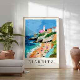 Biarritz France Travel Poster French Basque Coast Print - thumbnail 2
