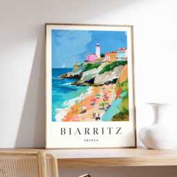 Biarritz France Travel Poster French Basque Coast Print - thumbnail 1