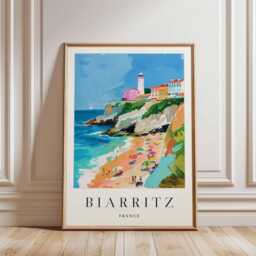 Biarritz France Travel Poster French Basque Coast Print - thumbnail 3