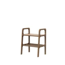 Wooden Bench Stool 51 cm, Tall Mid Century Modern Entryway 64 cm High, Slanted Leg Seat, Plant Stand, Handmade Wood - thumbnail 4