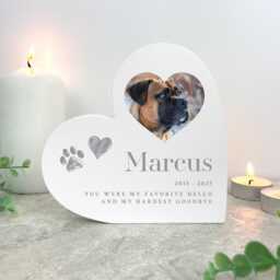 Personalised Pet Photo Keepsake - White Heart Memorial Gift - 14cm - thumbnail 3