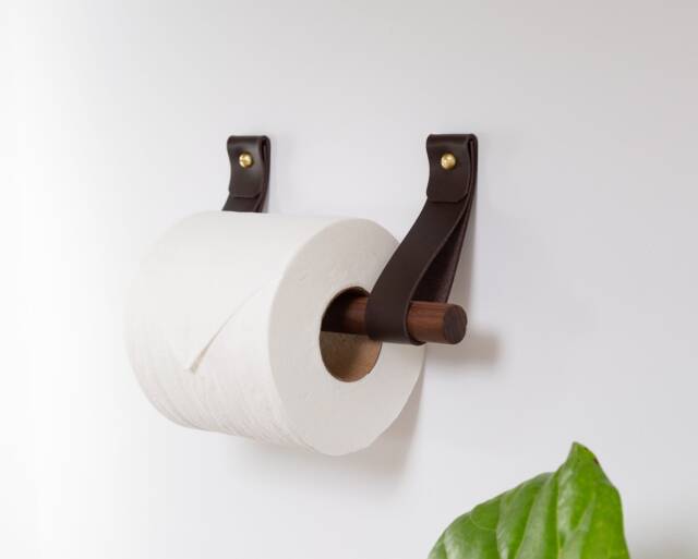 Toilet Roll Holder Kit with Leather Hooks & Wood Dowel Wall Mounted Tp Holder Farmhouse Bathroom Decor Art Scandinavian Accessories For Bath - image 1