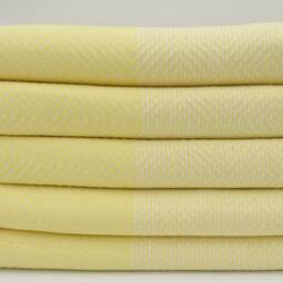 "Light Yellow Blanket, Beach Throw, Turkish Pestemal, Turkish %100 Cotton Towel, Towel, Bed Cover, Turkish Blanket, Blanket, 75""x91" - thumbnail 2