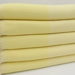 "Light Yellow Blanket, Beach Throw, Turkish Pestemal, Turkish %100 Cotton Towel, Towel, Bed Cover, Turkish Blanket, Blanket, 75""x91" - thumbnail 3