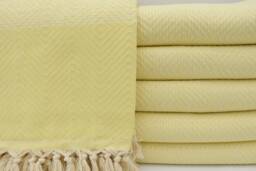 "Light Yellow Blanket, Beach Throw, Turkish Pestemal, Turkish %100 Cotton Towel, Towel, Bed Cover, Turkish Blanket, Blanket, 75""x91" - thumbnail 1