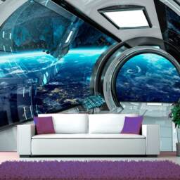 Wall Mural Sci-Fi Photo Art Removable Wall Futuristic Spaceship Fantastic Interioir Self Adhesive Of Starship Interior - thumbnail 3