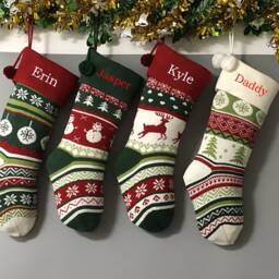 Personalized Large Knitting Monogrammed Christmas Stockings Holidays Decoration Traditional Stockings-Gift Collection Bag Ornament - thumbnail 3