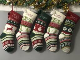 Personalized Large Knitting Monogrammed Christmas Stockings Holidays Decoration Traditional Stockings-Gift Collection Bag Ornament