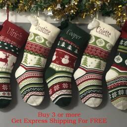 Personalized Large Knitting Monogrammed Christmas Stockings Holidays Decoration Traditional Stockings-Gift Collection Bag Ornament - thumbnail 4