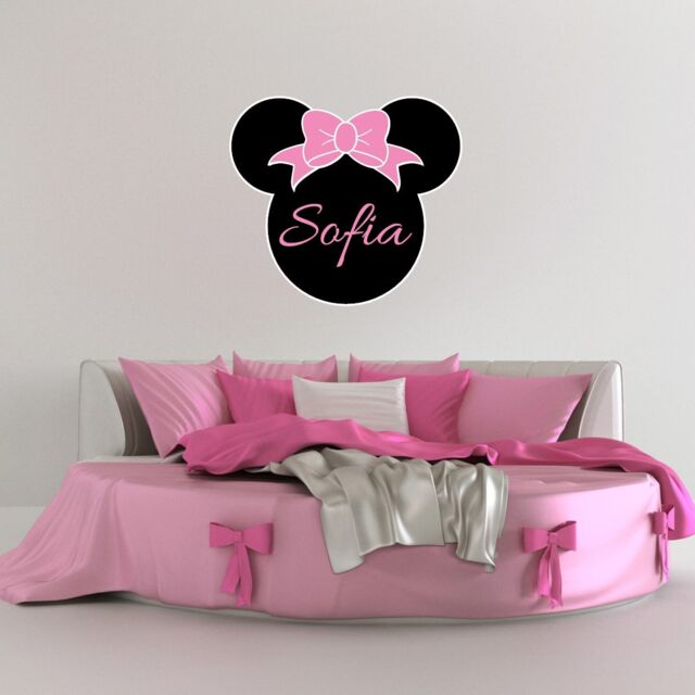 Minnie Mouse Inspired Wall Decal - Personalized Name Vinyl Sticker Girls Bedroom Decor Wd0412 - image 1