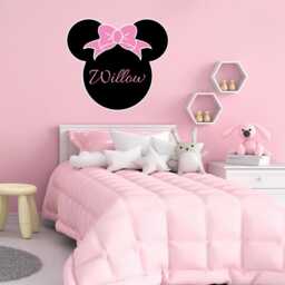 Minnie Mouse Inspired Wall Decal - Personalized Name Vinyl Sticker Girls Bedroom Decor Wd0412 - thumbnail 2