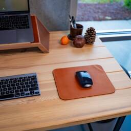Full Grain Leather Mouse Pad Personalized Rose Gold Initials, Made in Usa - thumbnail 3