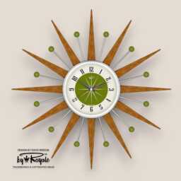Teak Starburst Clock Mid Century Modern Wall Decor, 21 - thumbnail 4