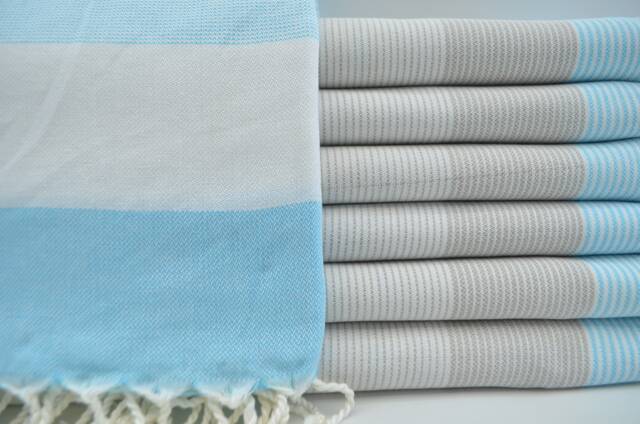 "Peshtemal Towel, Bath Towel, Turquoise & Gray Towel, Turkish Towel, 40""x67" - image 1