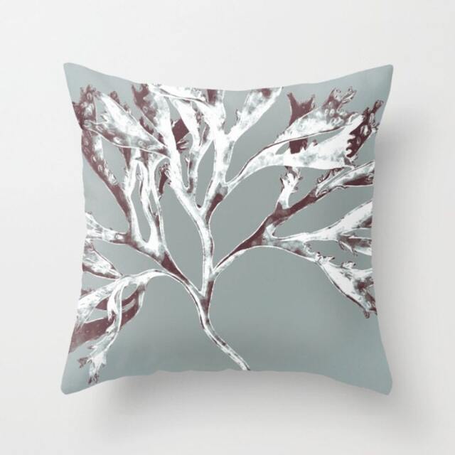 Seaweed Throw Pillow. 18x18 Pillow Case. Light Blue Taupe Bohemian Sofa Modern Cushion. Decorative - image 1