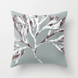 Seaweed Throw Pillow. 18x18 Pillow Case. Light Blue Taupe Bohemian Sofa Modern Cushion. Decorative - thumbnail 1