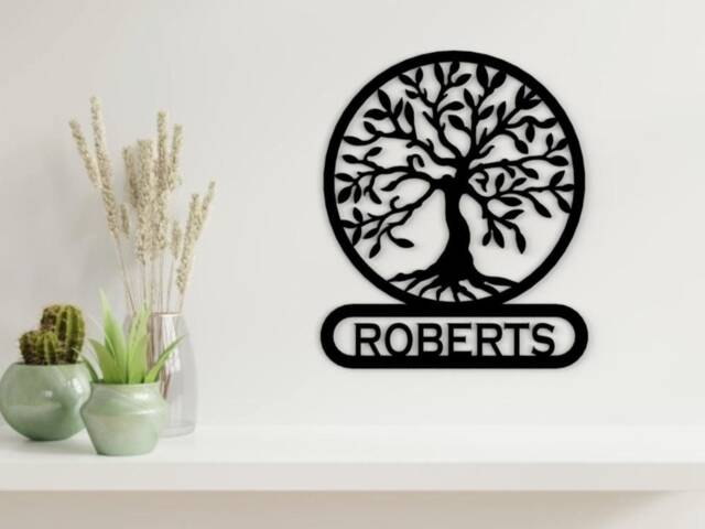 Tree Of Life Metal Wall Art Name Address Sign Laser Cut