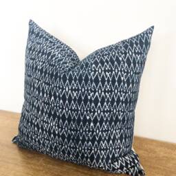Vintage Hmong Batik Pillow Cover, Navy Blue Indigo, 22 - thumbnail 2