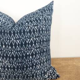 Vintage Hmong Batik Pillow Cover, Navy Blue Indigo, 22 - thumbnail 3