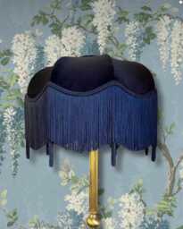 Handmade Art Deco Fringe Lampshade Navy Blue Velvet, 16