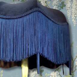 Handmade Art Deco Fringe Lampshade Navy Blue Velvet, 16 - thumbnail 3